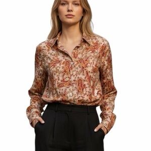 Vintage Alfred Dunner Red and Cream Paisley women’s Shirt size 14